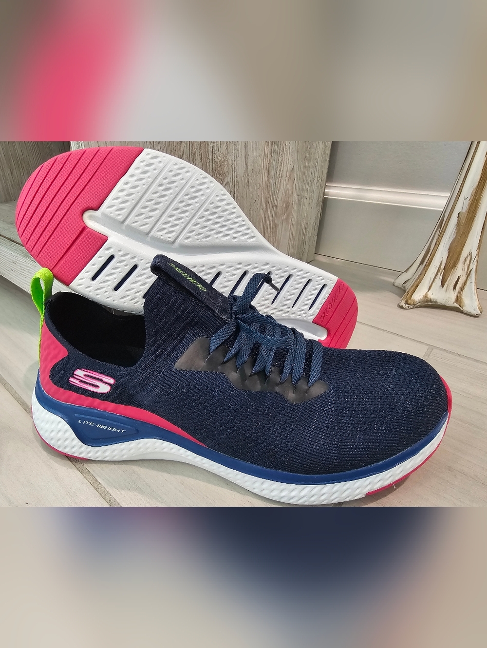 Skechers Lite Weight Navy Knit Athletic Slip-On Sneakers Size 9.5